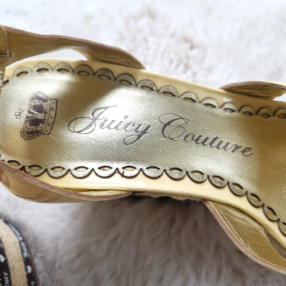 Juicy Couture Y2K Patent Leather Platform Hearts Espadrille Lemon Yellow Wedge - Picture 3 of 10